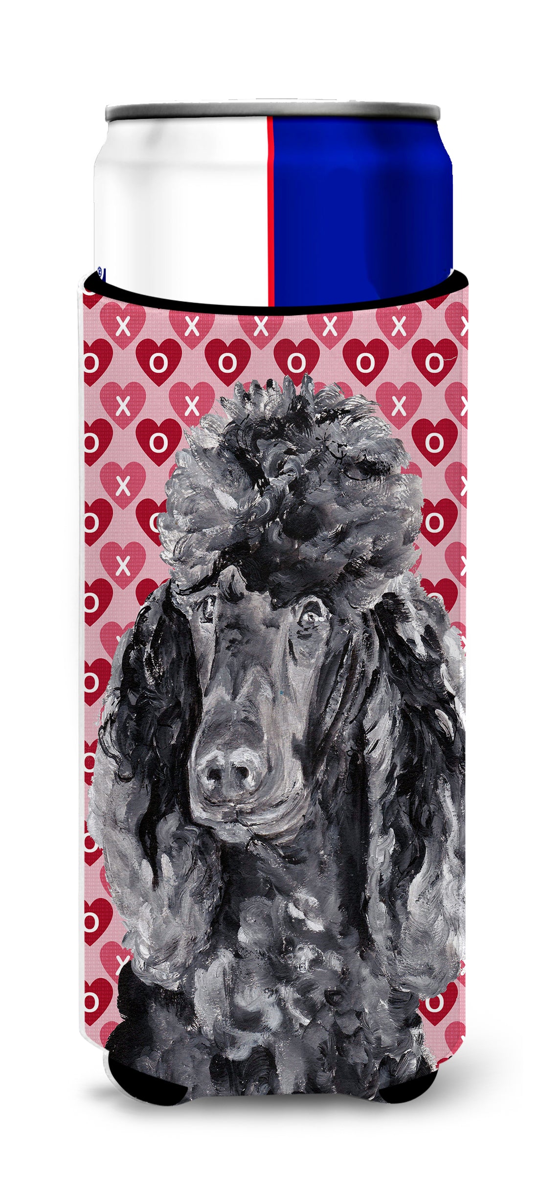 Black Standard Poodle Hearts and Love Ultra Beverage Insulators for slim cans SC9698MUK.