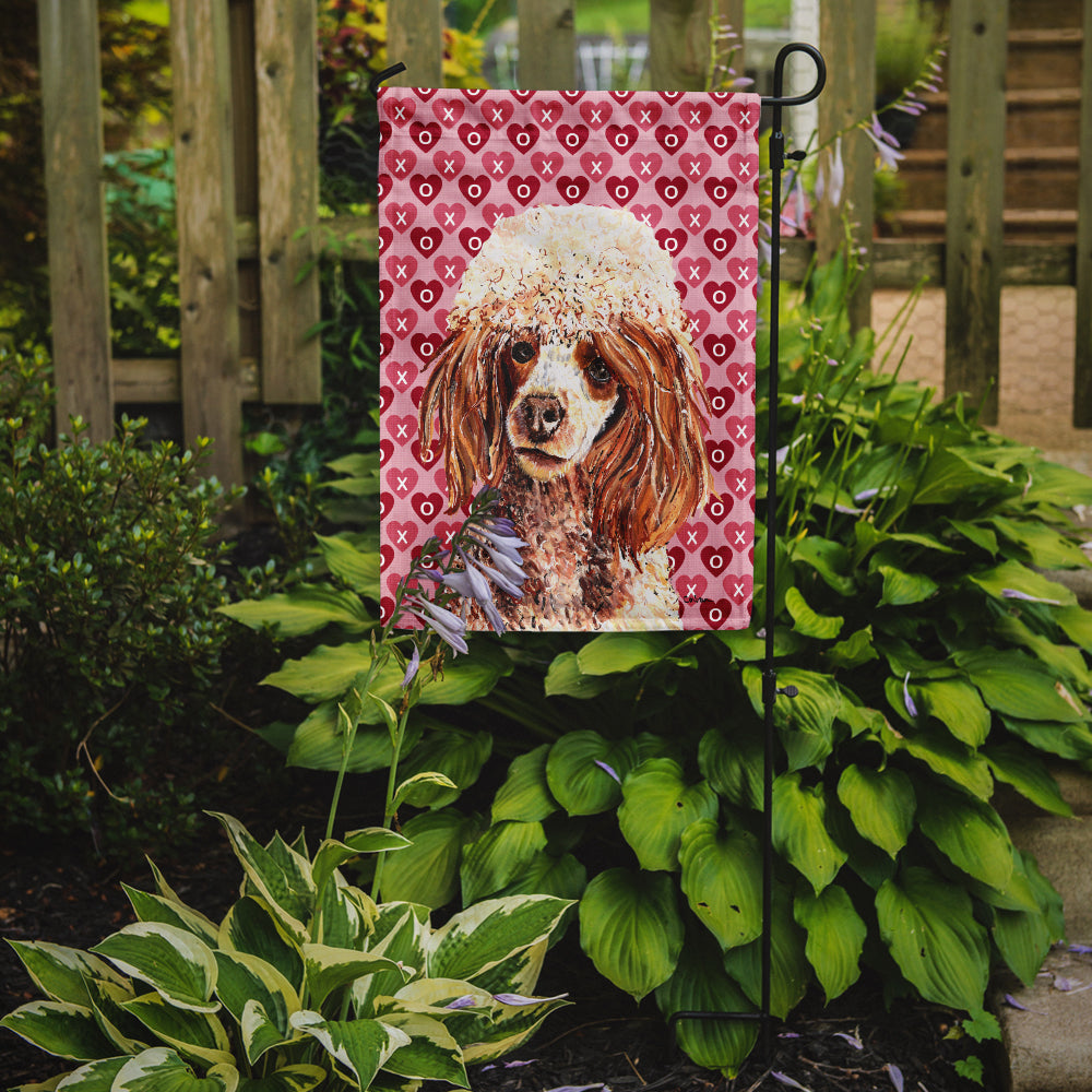 Red Miniature Poodle Hearts and Love Flag Garden Size SC9699GF  the-store.com.