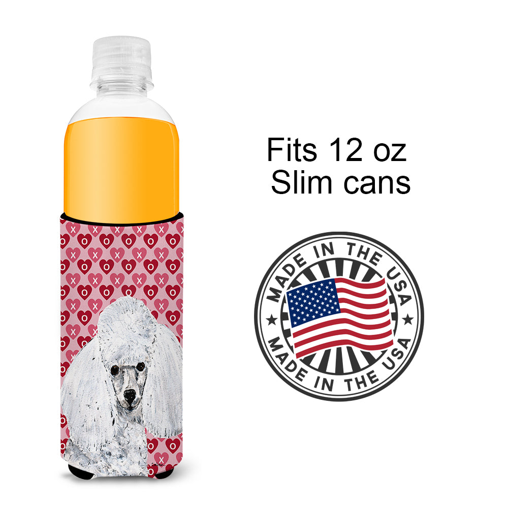 White Toy Poodle Hearts and Love Ultra Beverage Insulators for slim cans SC9701MUK.