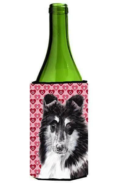 Black and White Collie Hearts and Love Wine Bottle Beverage Insulator Hugger SC9702LITERK by Caroline's Treasures