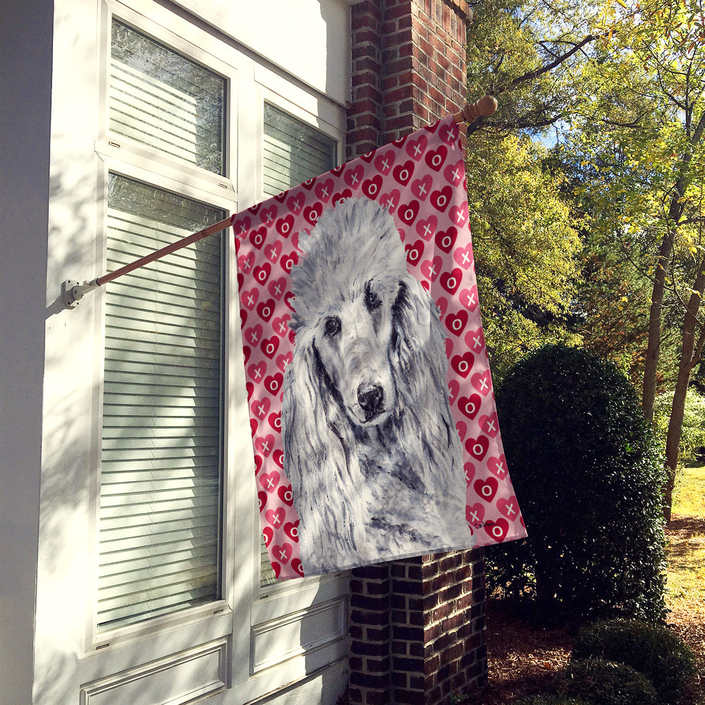 White Standard Poodle Hearts and Love Flag Canvas House Size SC9703CHF  the-store.com.