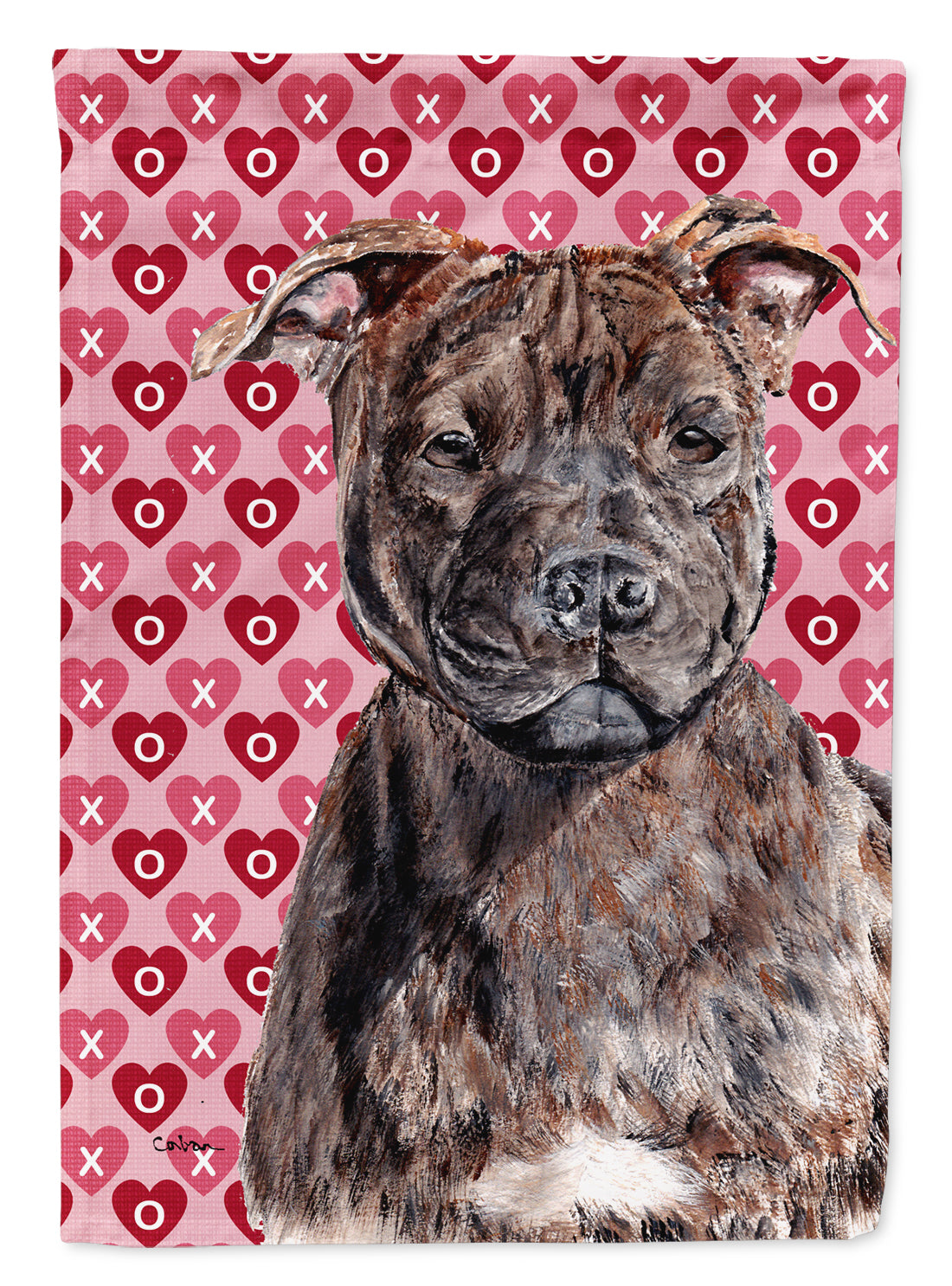 Staffordshire Bull Terrier Staffie Hearts and Love Flag Garden Size SC9705GF  the-store.com.