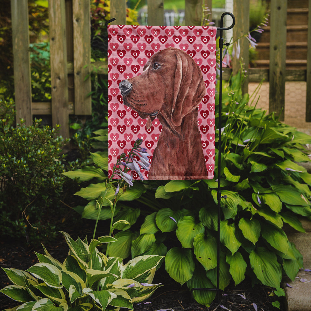 Redbone Coonhound Hearts and Love Flag Garden Size SC9707GF  the-store.com.