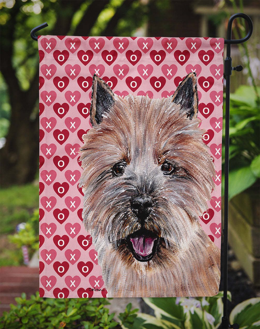 Norwich Terrier Hearts and Love Flag Garden Size SC9710GF  the-store.com.