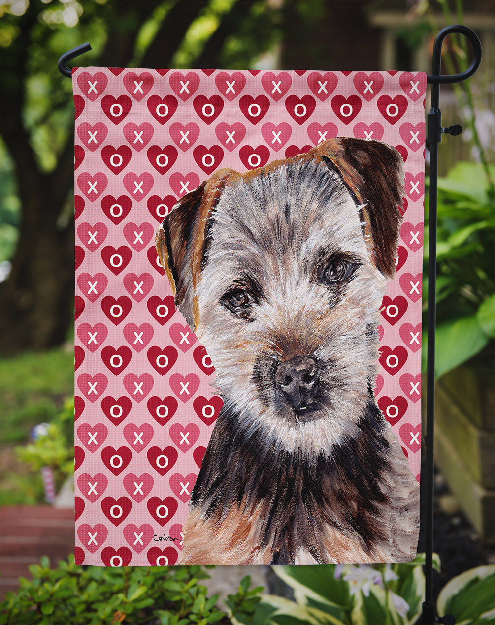 Norfolk Terrier Puppy Hearts and Love Flag Garden Size SC9711GF  the-store.com.