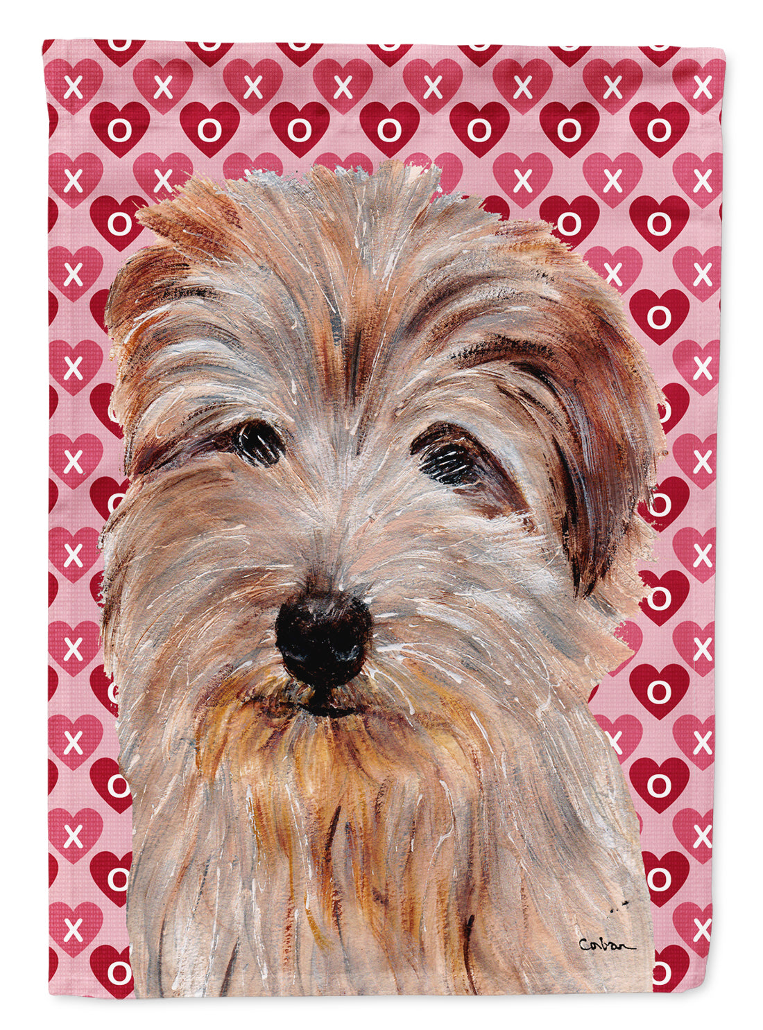 Norfolk Terrier Hearts and Love Flag Garden Size SC9712GF  the-store.com.