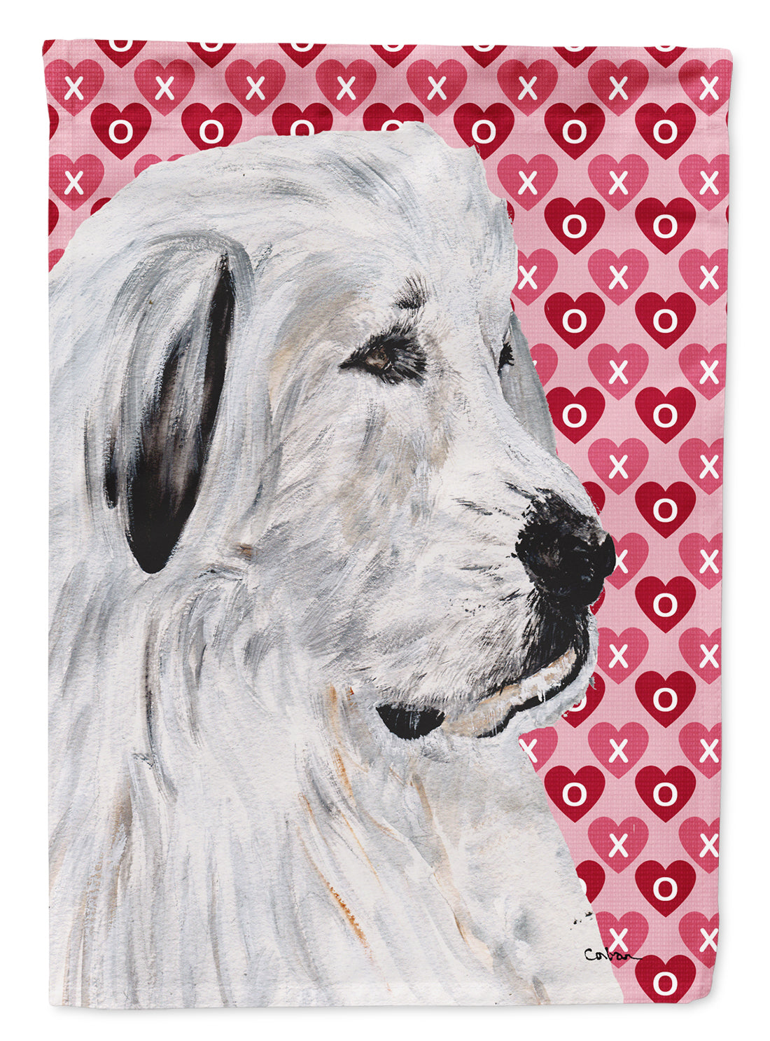 Great Pyrenees Hearts and Love Flag Garden Size SC9714GF  the-store.com.