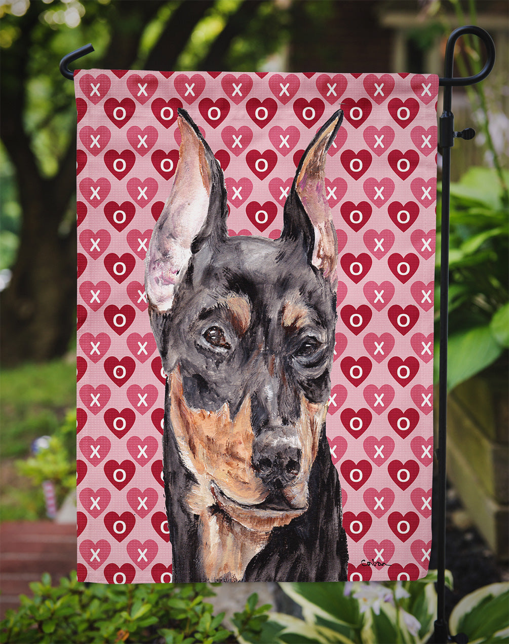 German Pinscher Hearts and Love Flag Garden Size  the-store.com.