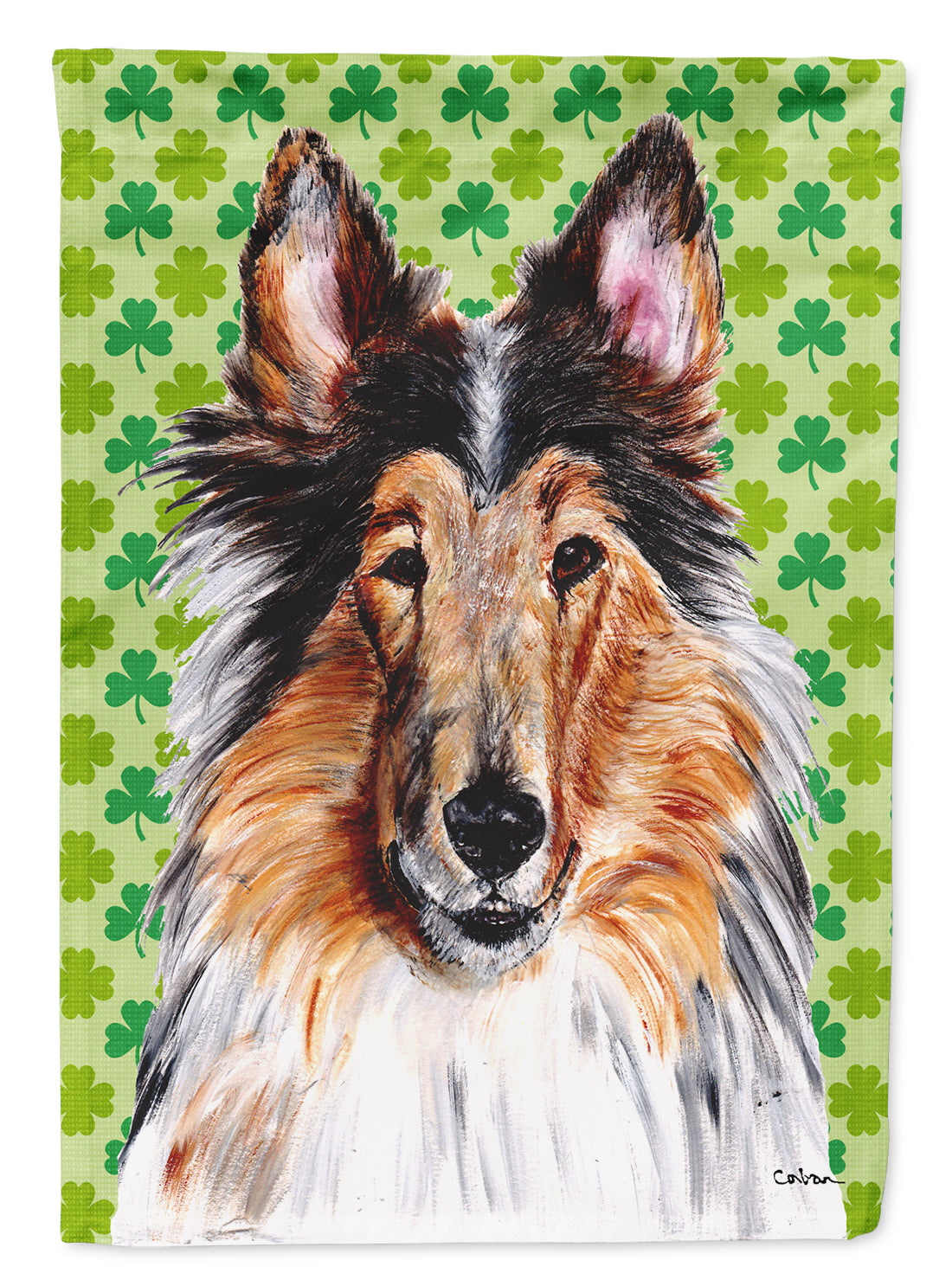 Collie Lucky Shamrock St. Patrick&#39;s Day Flag Garden Size SC9718GF  the-store.com.