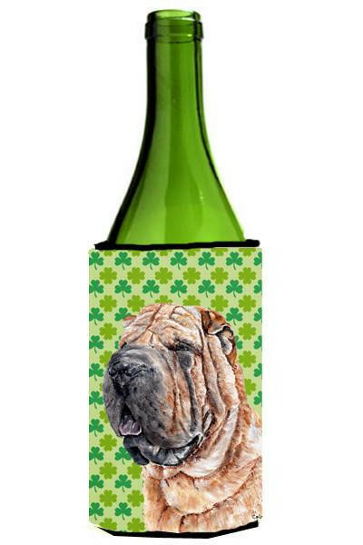 Shar Pei Lucky Shamrock St. Patrick&#39;s Day Wine Bottle Beverage Insulator Hugger SC9719LITERK by Caroline&#39;s Treasures