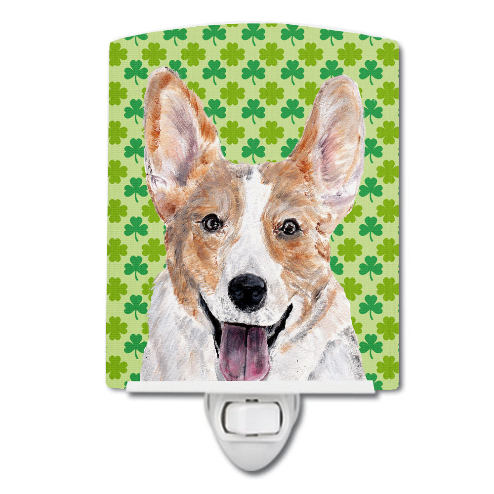 Cardigan Corgi Lucky Shamrock St. Patrick&#39;s Day Ceramic Night Light SC9720CNL - the-store.com