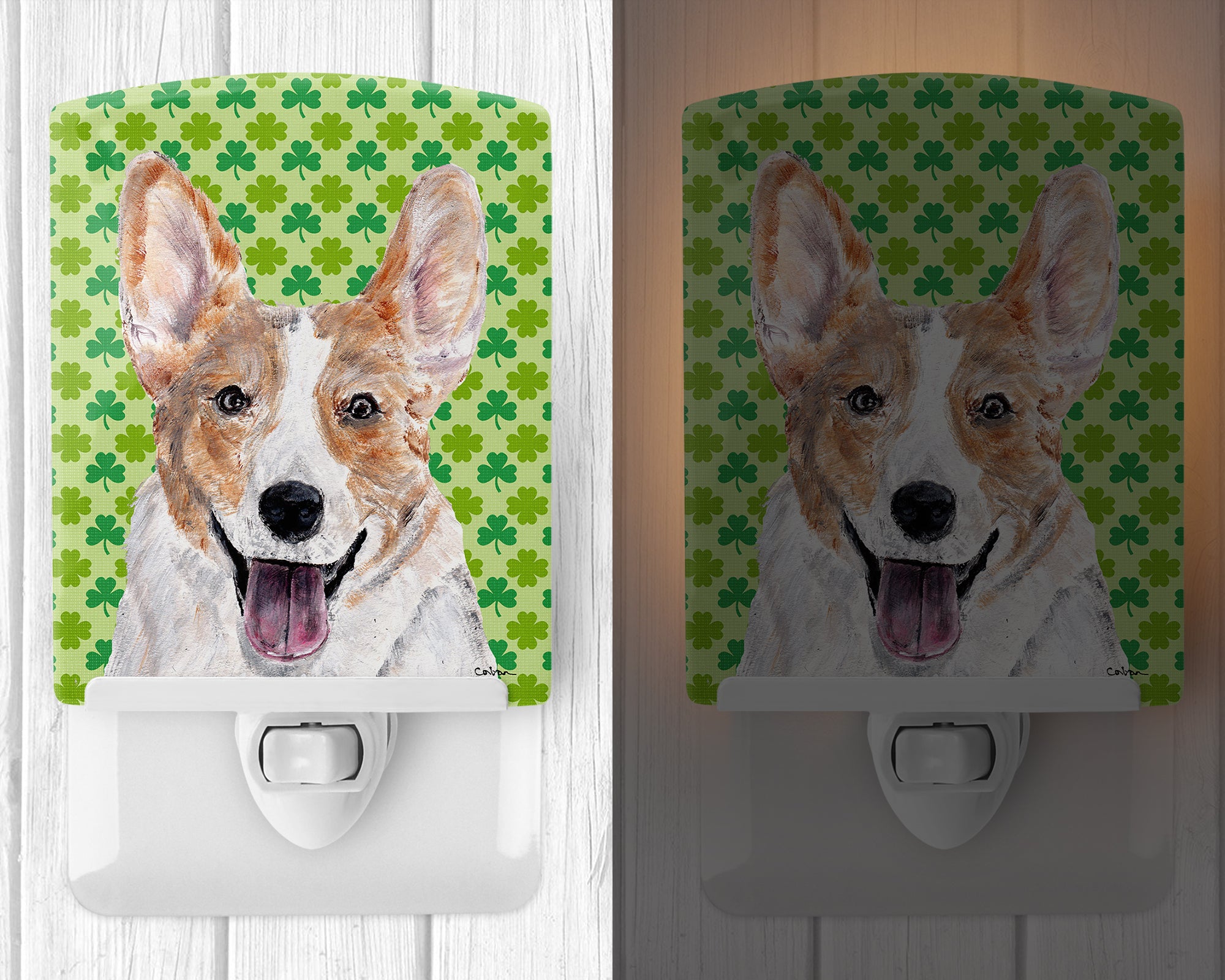 Cardigan Corgi Lucky Shamrock St. Patrick's Day Ceramic Night Light SC9720CNL - the-store.com