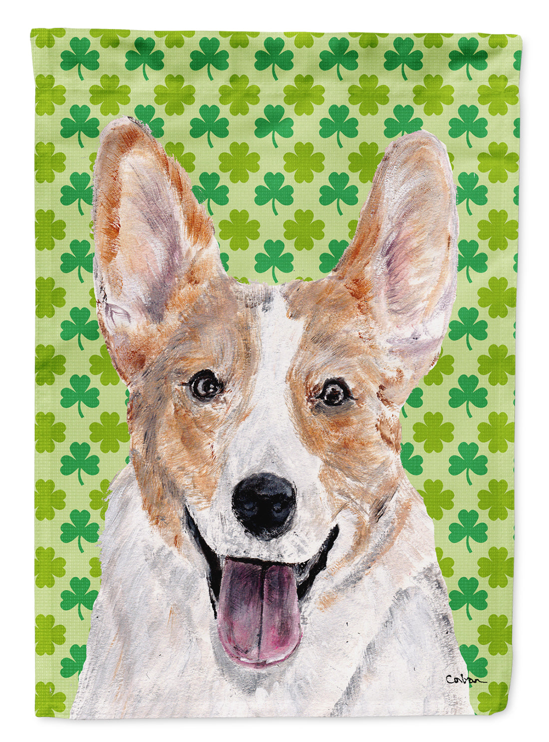 Cardigan Corgi Lucky Shamrock St. Patrick&#39;s Day Flag Garden Size  the-store.com.