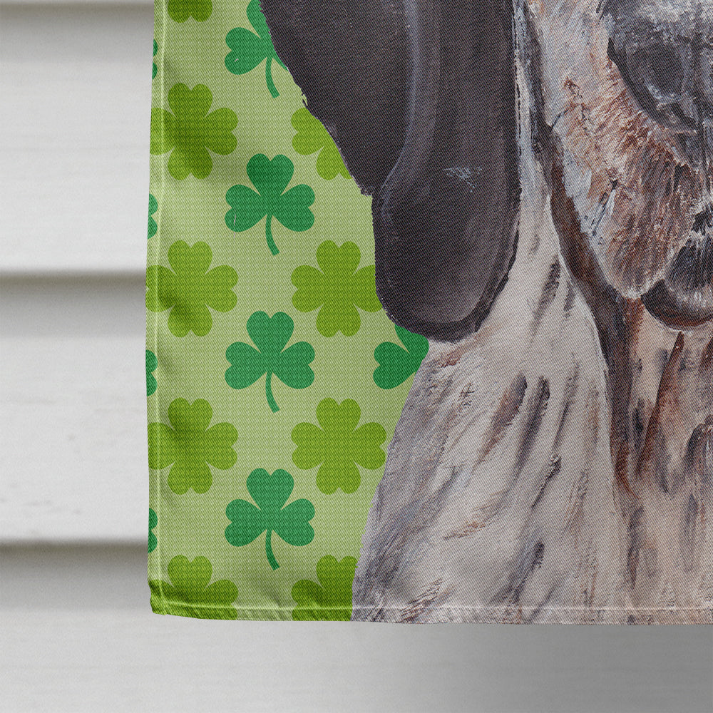 Blue Tick Coonhound Lucky Shamrock St. Patrick's Day Flag Canvas House Size SC9721CHF  the-store.com.