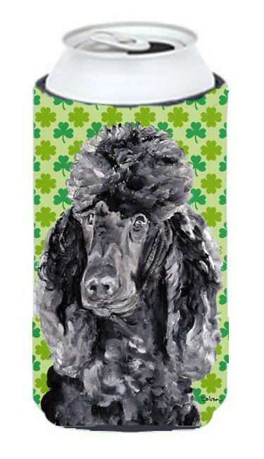 Black Standard Poodle Lucky Shamrock St. Patrick&#39;s Day Tall Boy Beverage Insulator Hugger SC9722TBC by Caroline&#39;s Treasures