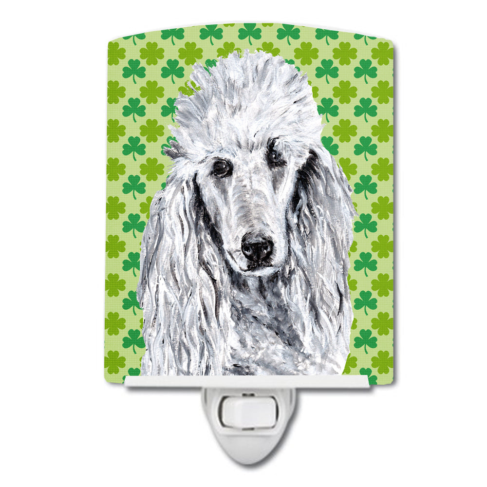 White Standard Poodle Lucky Shamrock St. Patrick's Day Ceramic Night Light SC9727CNL - the-store.com