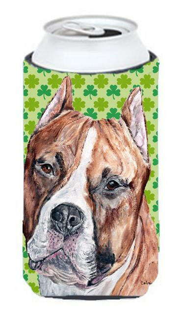 Staffordshire Bull Terrier Staffie Lucky Shamrock St. Patrick's Day Tall Boy Beverage Insulator Hugger SC9728TBC by Caroline's Treasures