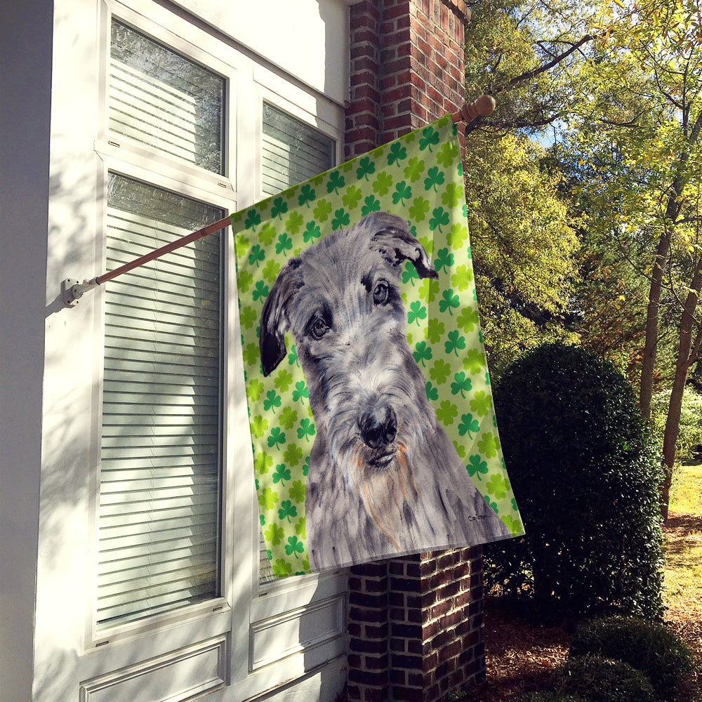 Scottish Deerhound Lucky Shamrock St. Patrick's Day Flag Canvas House Size SC9730CHF  the-store.com.