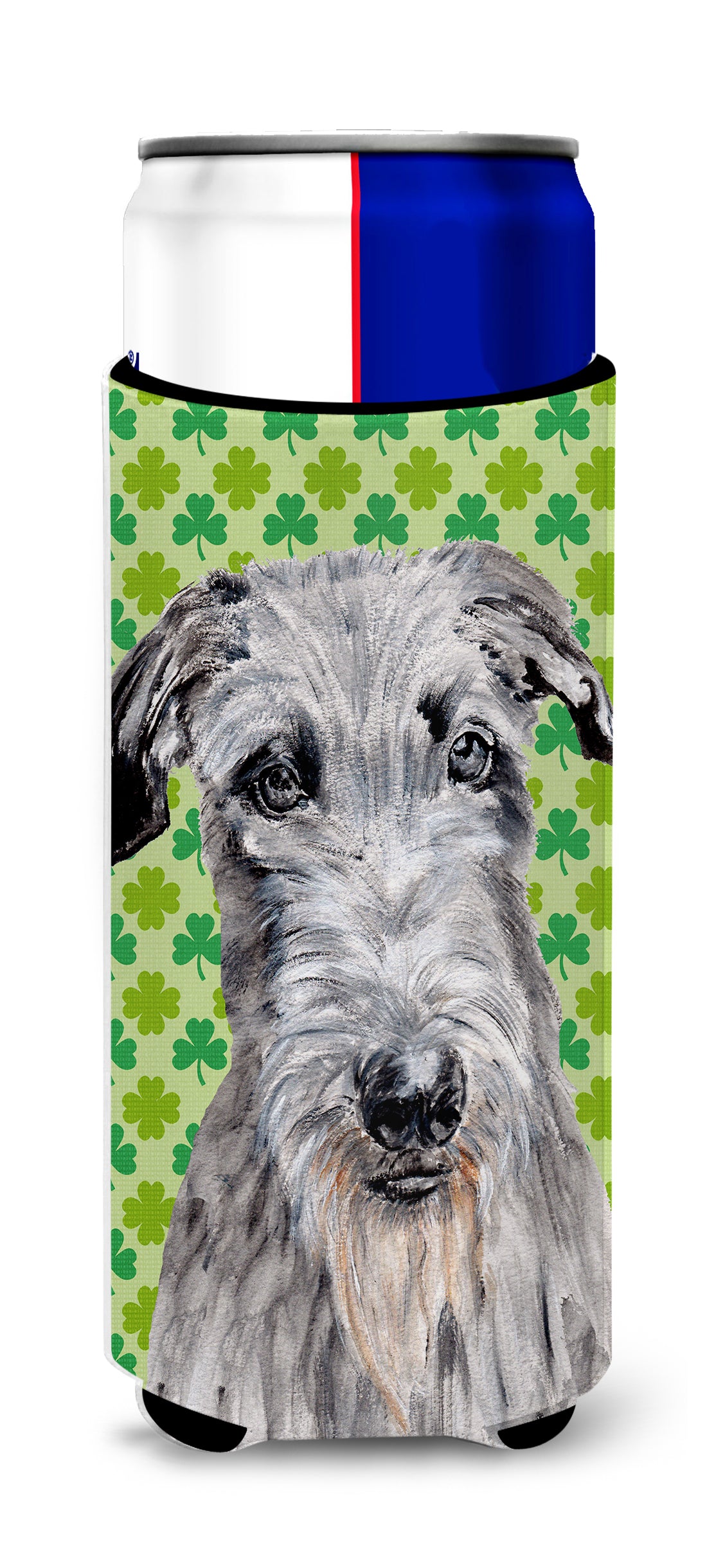 Scottish Deerhound Lucky Shamrock St. Patrick&#39;s Day Ultra Beverage Insulators for slim cans SC9730MUK.