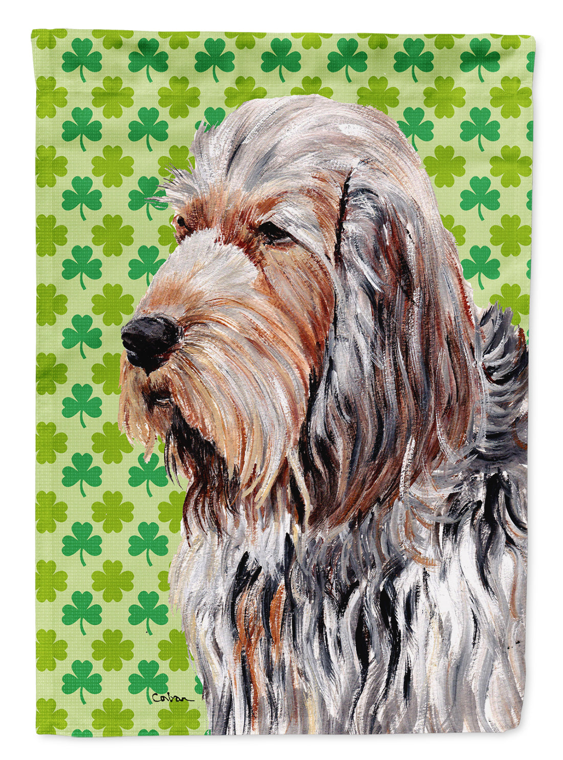 Otterhound Lucky Shamrock St. Patrick's Day Flag Canvas House Size SC9732CHF  the-store.com.