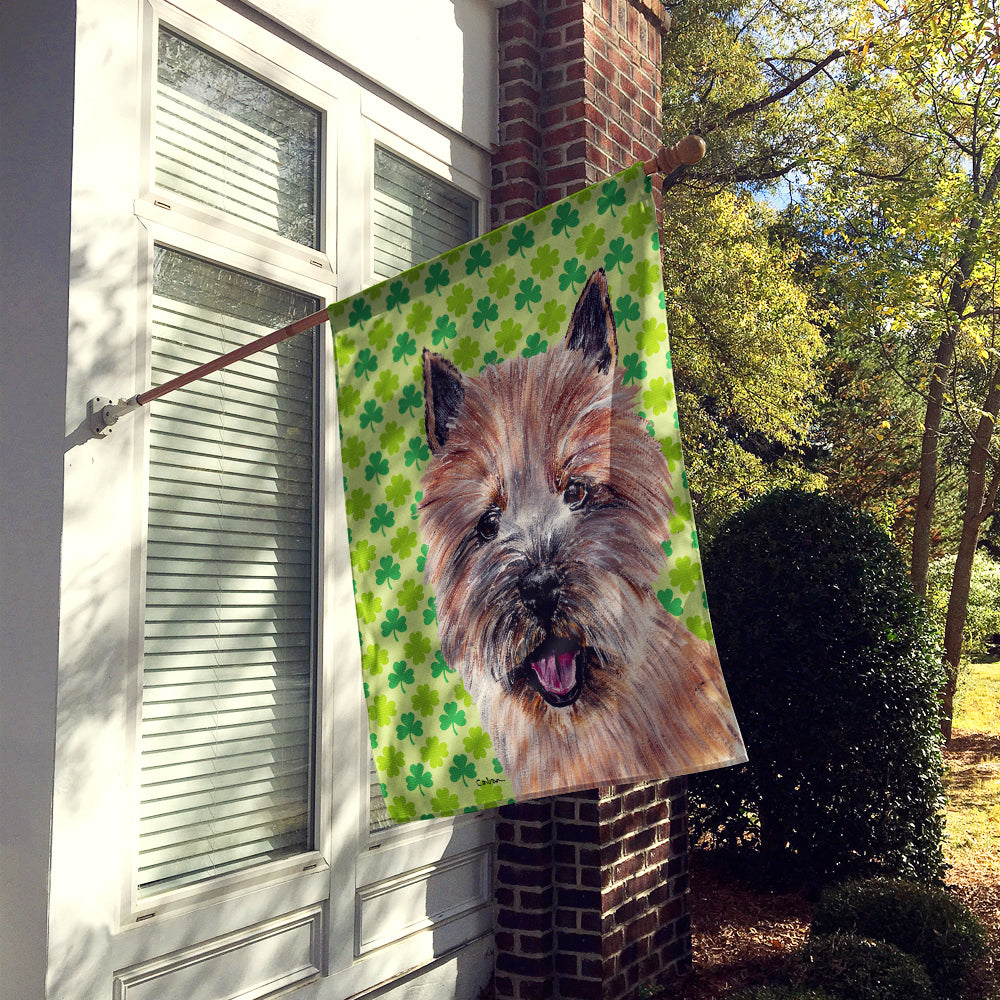 Norwich Terrier Lucky Shamrock St. Patrick's Day Flag Canvas House Size SC9734CHF  the-store.com.