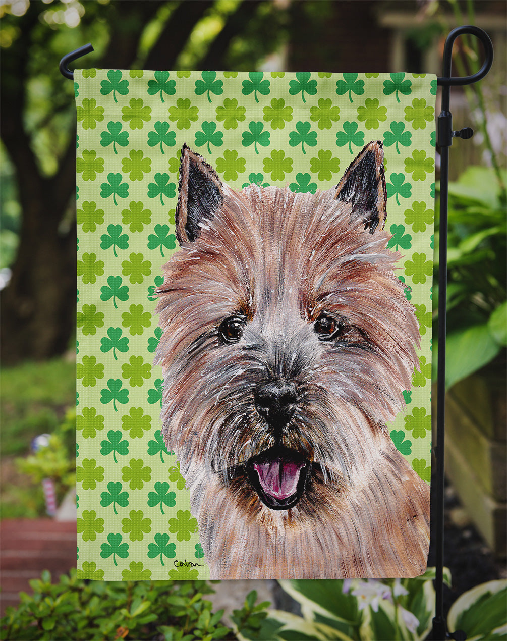 Norwich Terrier Lucky Shamrock St. Patrick's Day Flag Garden Size  the-store.com.