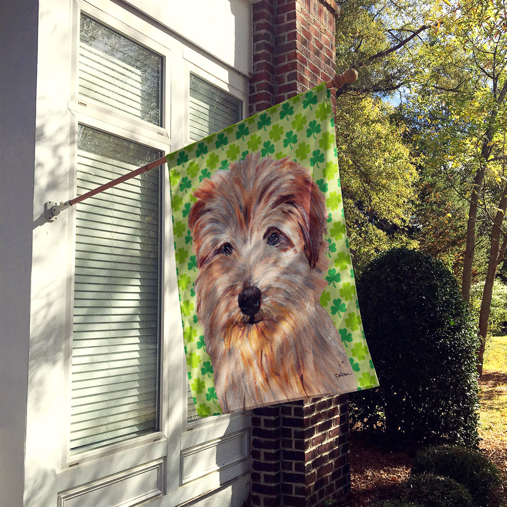 Norfolk Terrier Lucky Shamrock St. Patrick's Day Flag Canvas House Size SC9736CHF  the-store.com.