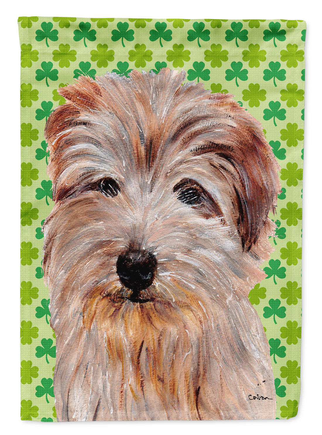 Norfolk Terrier Lucky Shamrock St. Patrick's Day Flag Garden Size SC9736GF  the-store.com.