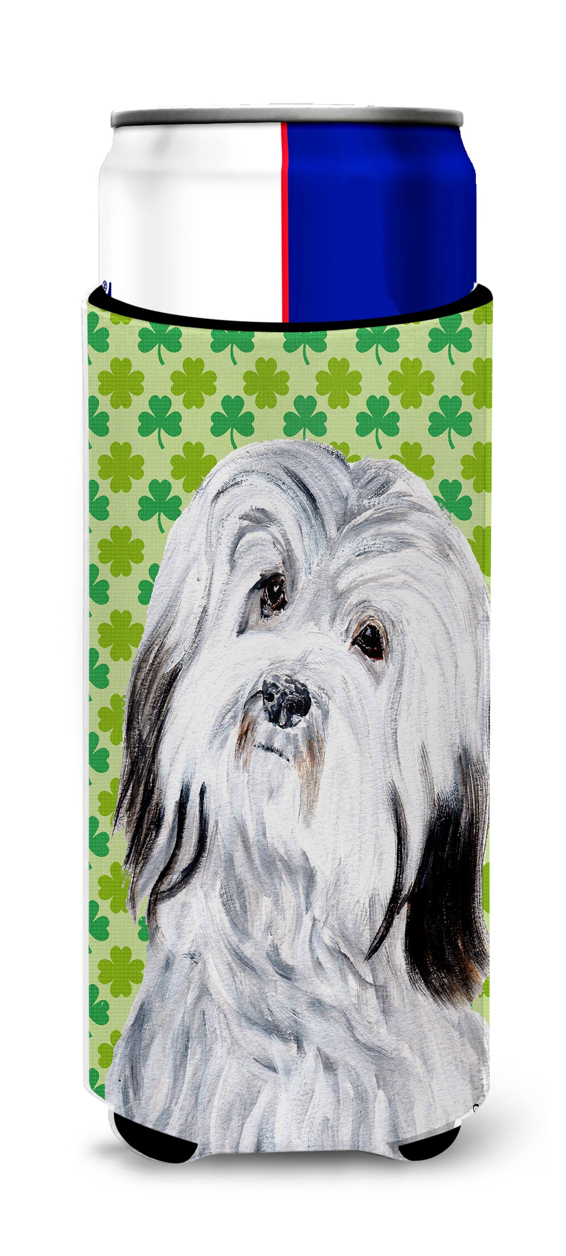 Havanese Lucky Shamrock St. Patrick's Day Ultra Beverage Insulators for slim cans SC9737MUK.