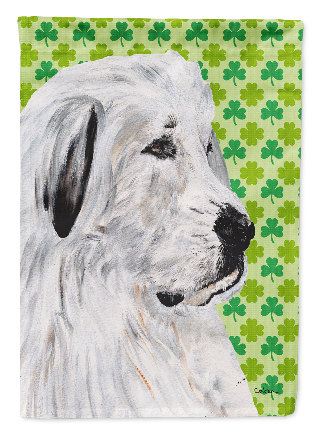 Great Pyrenees Lucky Shamrock St. Patrick's Day Flag Garden Size SC9738GF  the-store.com.