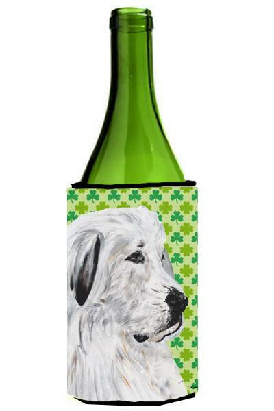 Great Pyrenees Lucky Shamrock St. Patrick&#39;s Day Wine Bottle Beverage Insulator Hugger SC9738LITERK by Caroline&#39;s Treasures