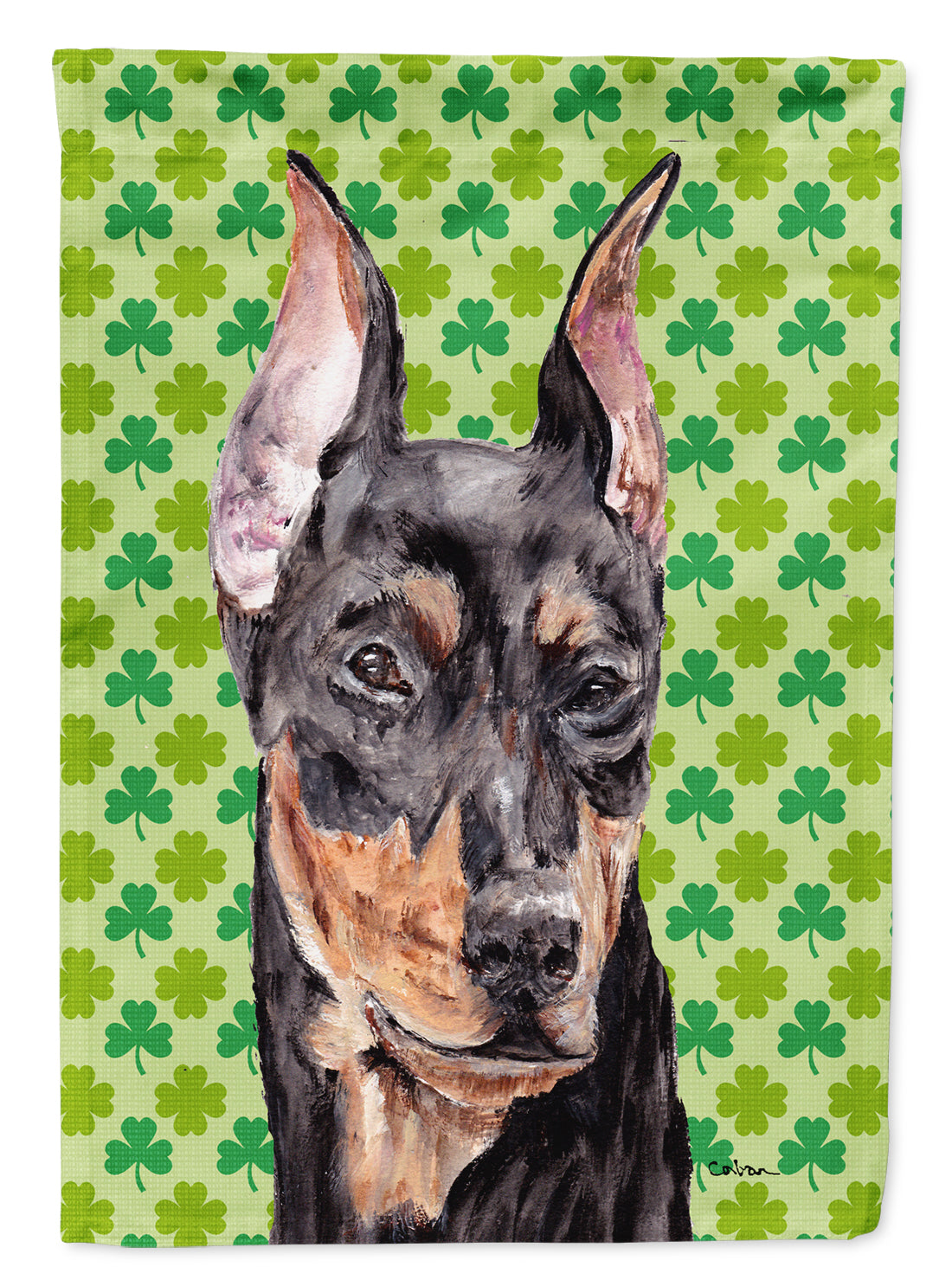 German Pinscher Lucky Shamrock St. Patrick's Day Flag Garden Size SC9740GF  the-store.com.