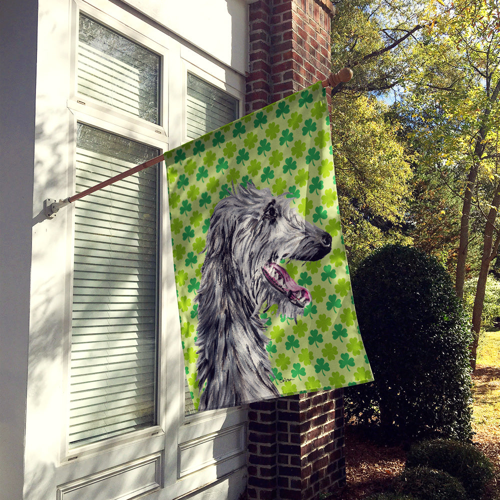 Scottish Deerhound Lucky Shamrock St. Patrick's Day Flag Canvas House Size SC9741CHF  the-store.com.