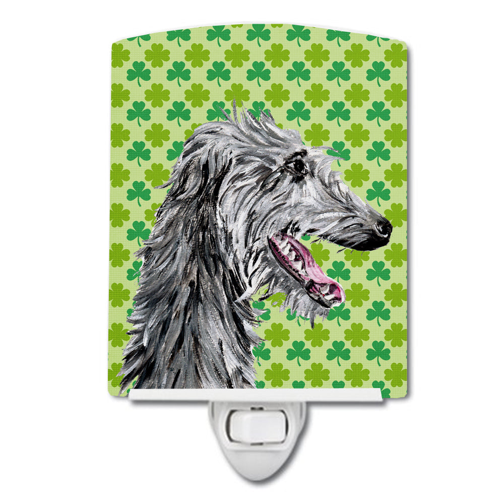 Scottish Deerhound Lucky Shamrock St. Patrick&#39;s Day Ceramic Night Light SC9741CNL - the-store.com