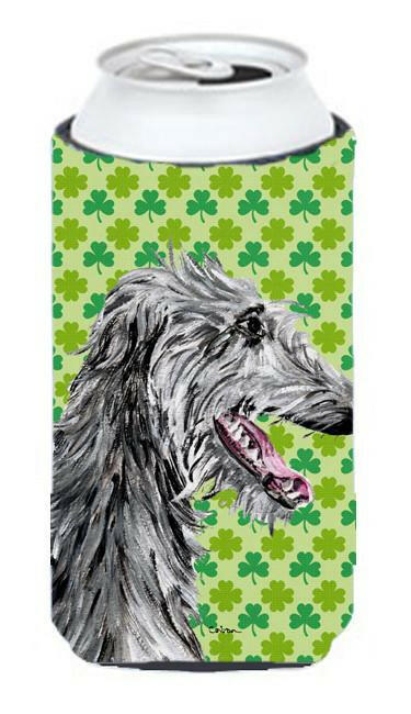 Scottish Deerhound Lucky Shamrock St. Patrick&#39;s Day Tall Boy Beverage Insulator Hugger SC9741TBC by Caroline&#39;s Treasures