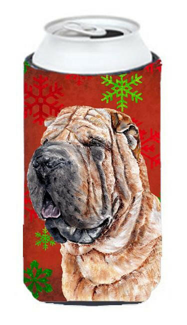 Shar Pei Red Snowflakes Holiday Tall Boy Beverage Insulator Hugger SC9743TBC by Caroline's Treasures