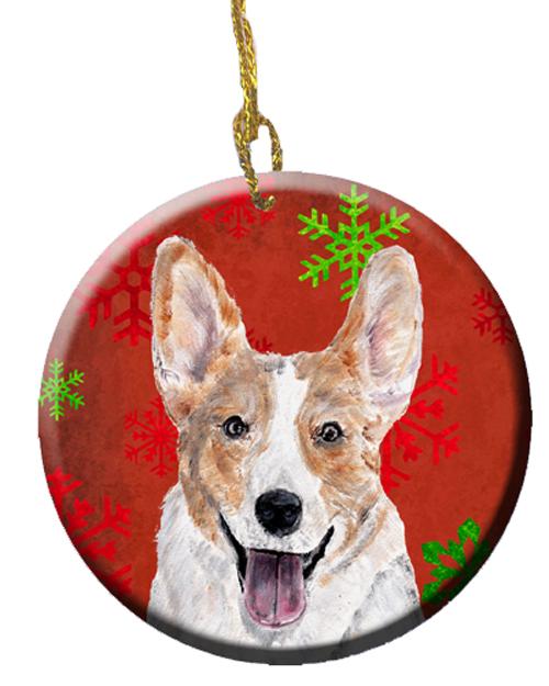 Cardigan Corgi Red Snowflakes Holiday Ceramic Ornament SC9744CO1 by Caroline&#39;s Treasures