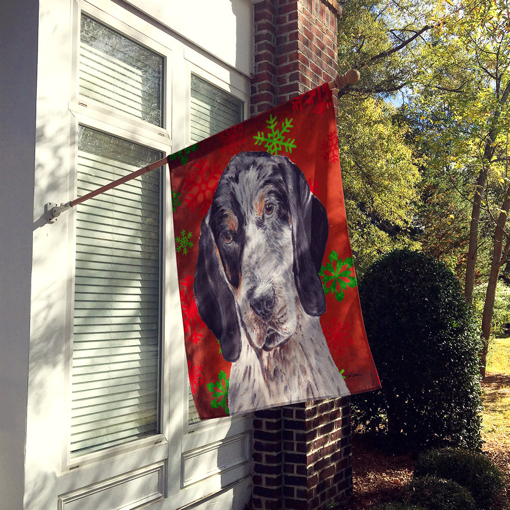 Blue Tick Coonhound Red Snowflakes Holiday Flag Canvas House Size SC9745CHF  the-store.com.