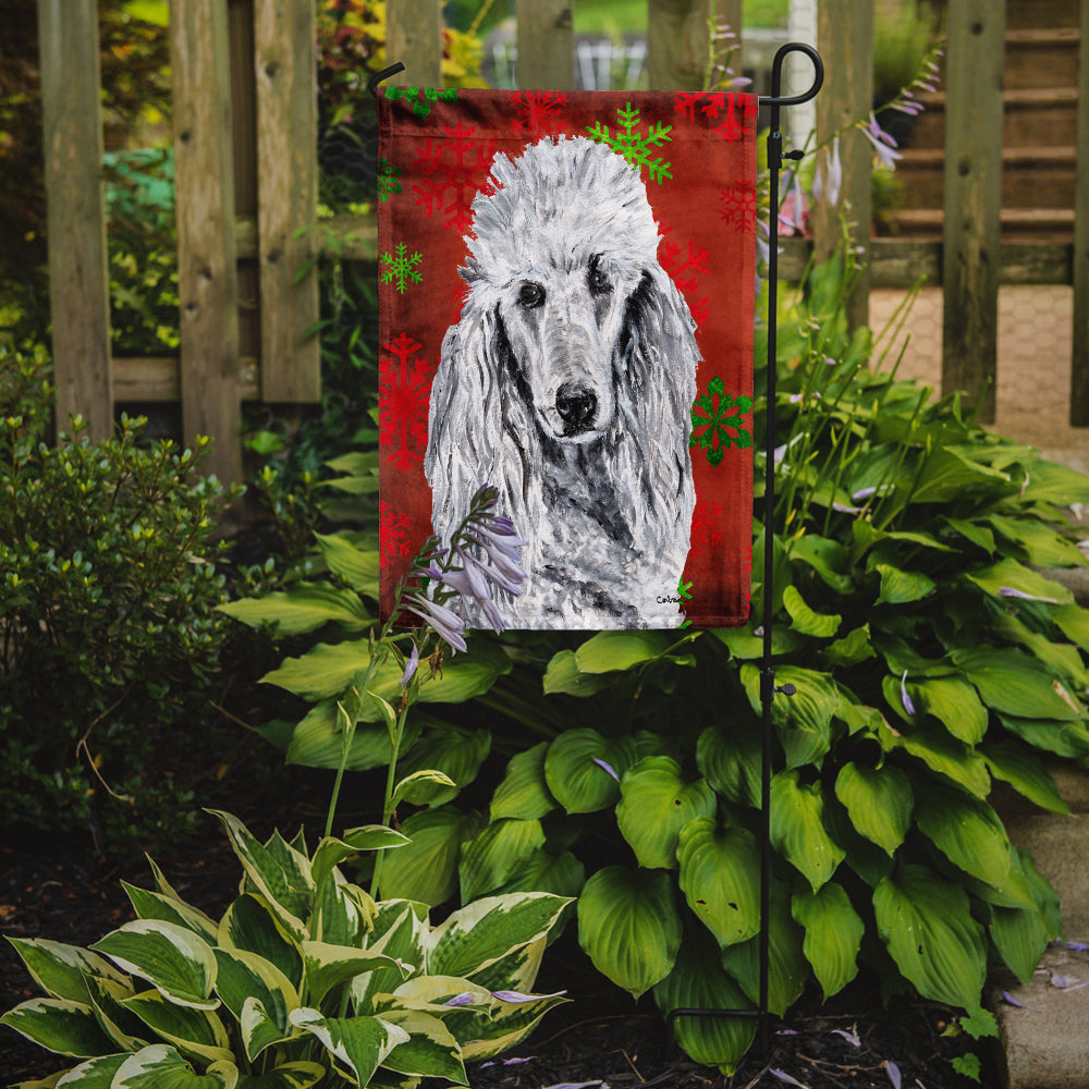 White Standard Poodle Red Snowflakes Holiday Flag Garden Size SC9751GF  the-store.com.