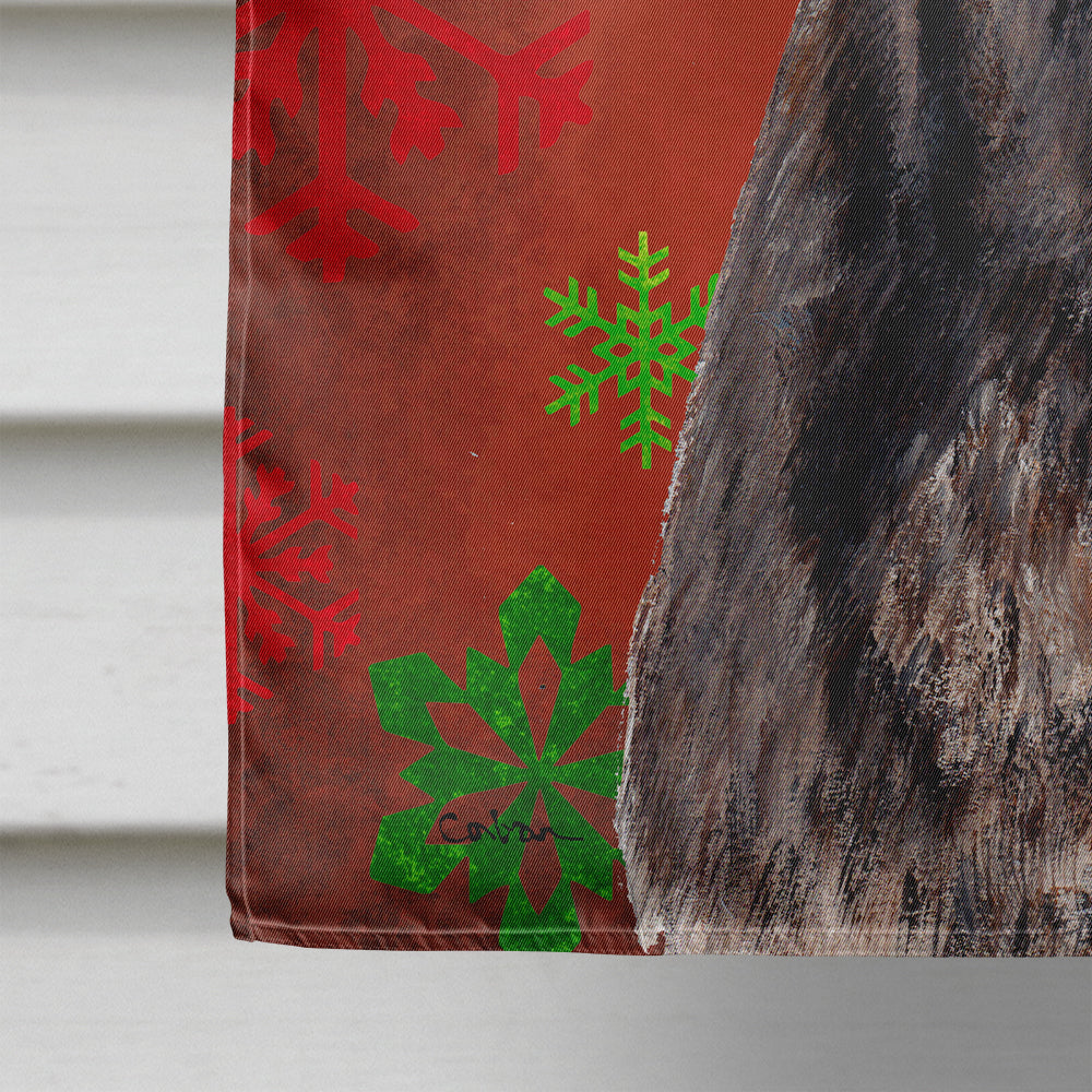 Staffordshire Bull Terrier Staffie Red Snowflakes Holiday Flag Canvas House Size SC9753CHF  the-store.com.