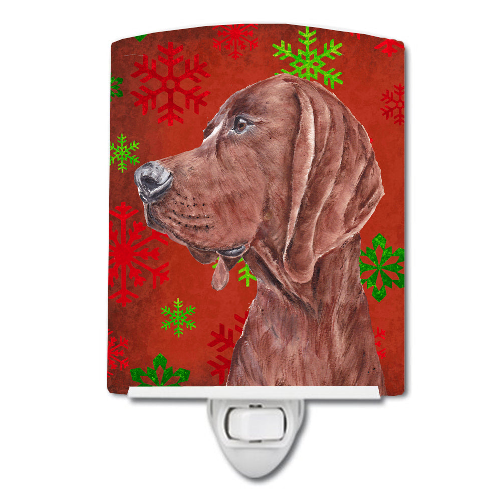 Redbone Coonhound Red Snowflakes Holiday Ceramic Night Light SC9755CNL - the-store.com