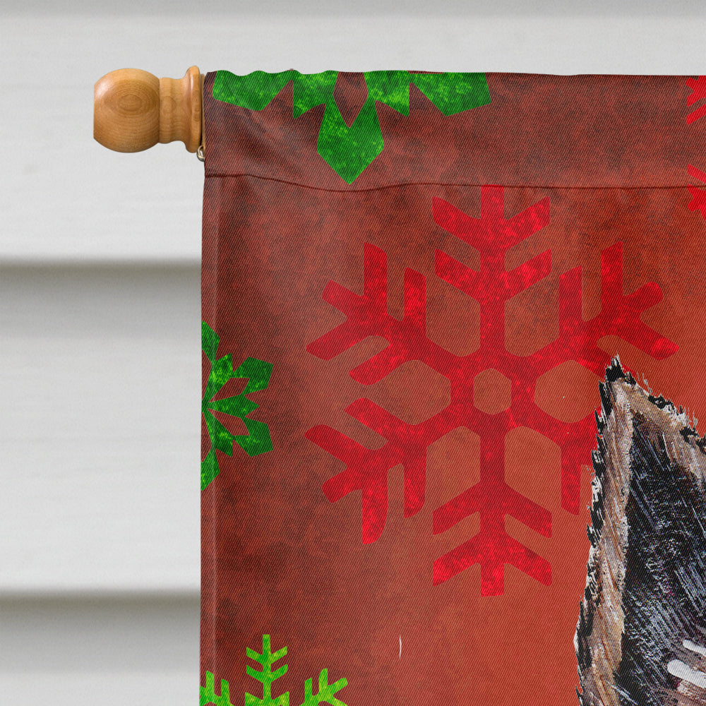 Norwich Terrier Red Snowflakes Holiday Flag Canvas House Size SC9758CHF  the-store.com.