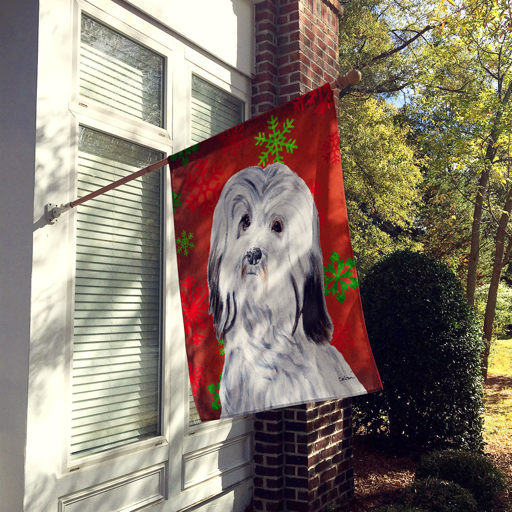 Havanese Red Snowflakes Holiday Flag Canvas House Size SC9761CHF  the-store.com.