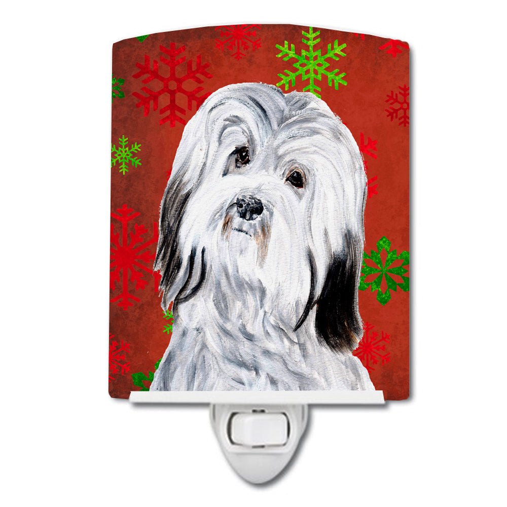 Havanese Red Snowflakes Holiday Ceramic Night Light SC9761CNL - the-store.com