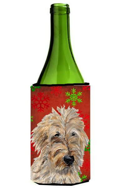 Golden Doodle 2 Red Snowflakes Holiday Wine Bottle Beverage Insulator Hugger SC9763LITERK by Caroline's Treasures