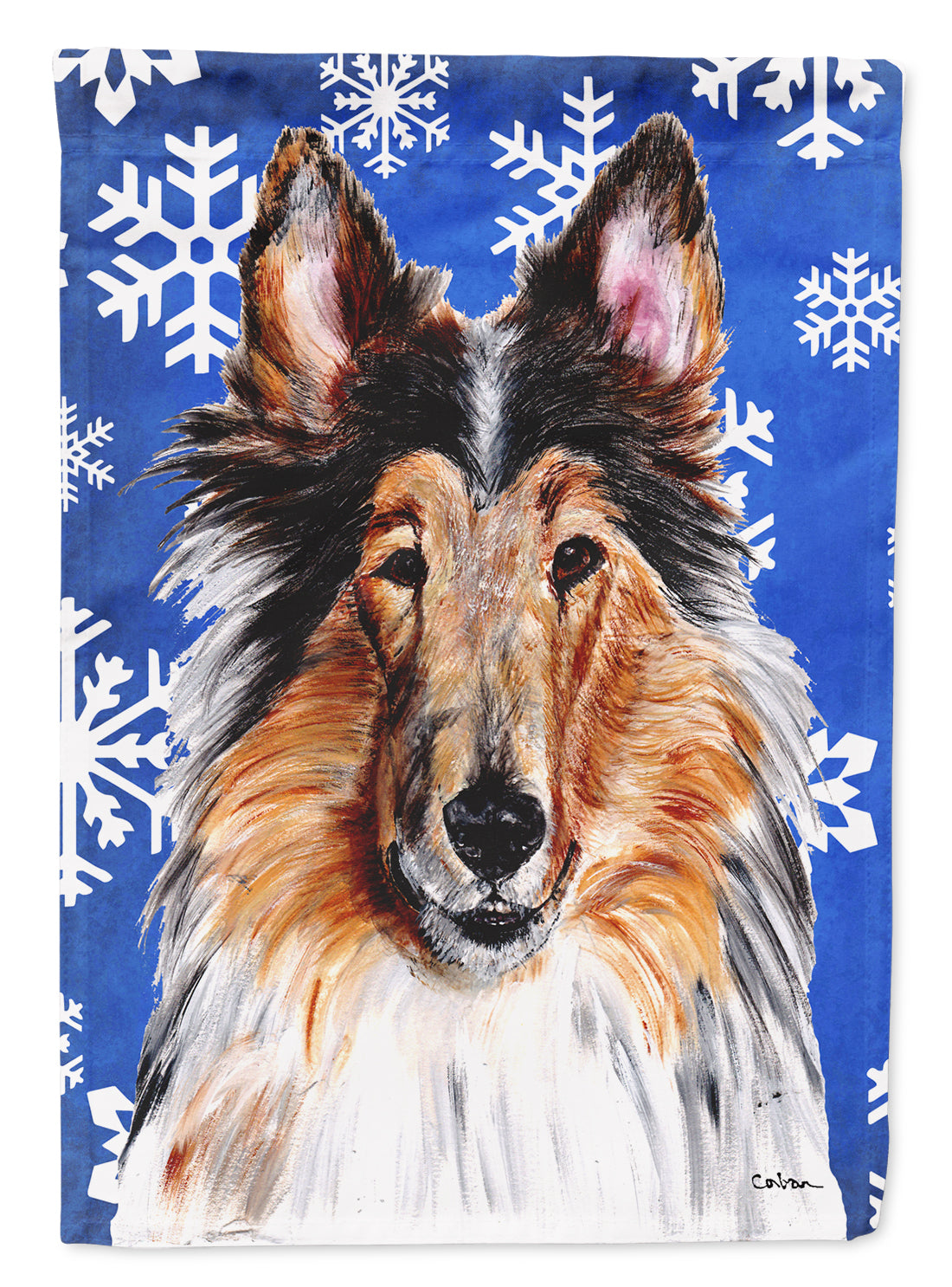 Collie Winter Snowflakes Flag Garden Size SC9766GF  the-store.com.