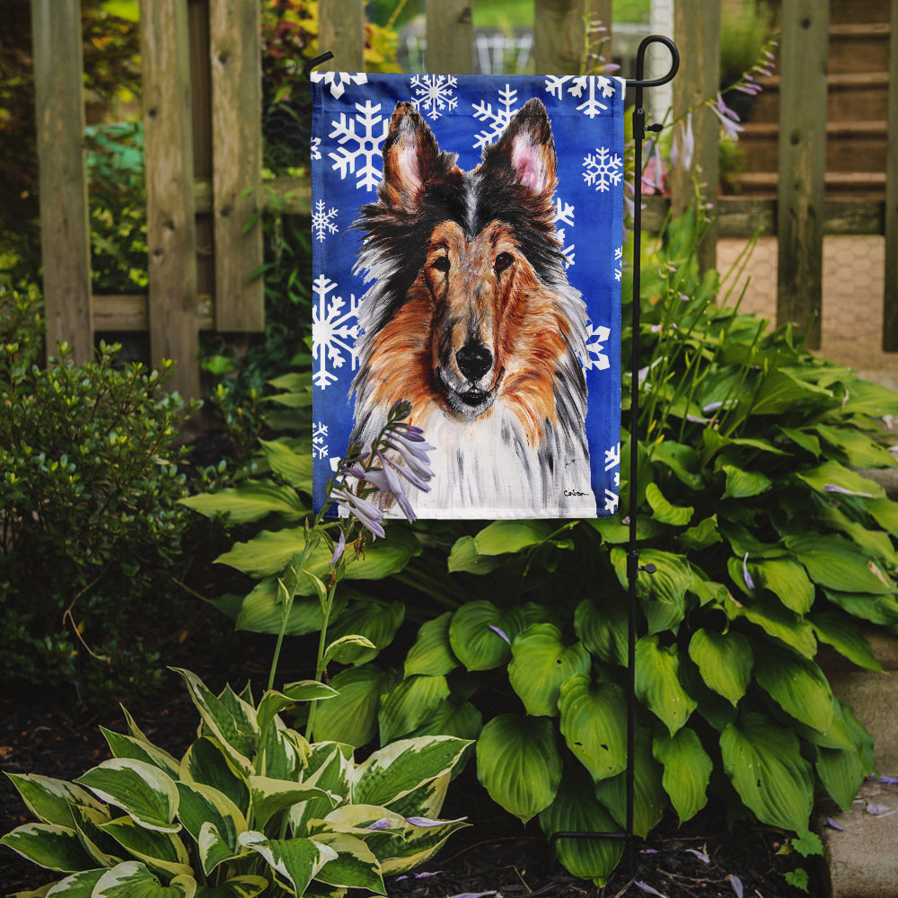 Collie Winter Snowflakes Flag Garden Size SC9766GF  the-store.com.