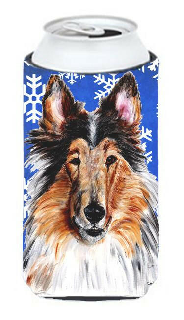 Collie Winter Snowflakes Tall Boy Beverage Insulator Hugger SC9766TBC by Caroline's Treasures