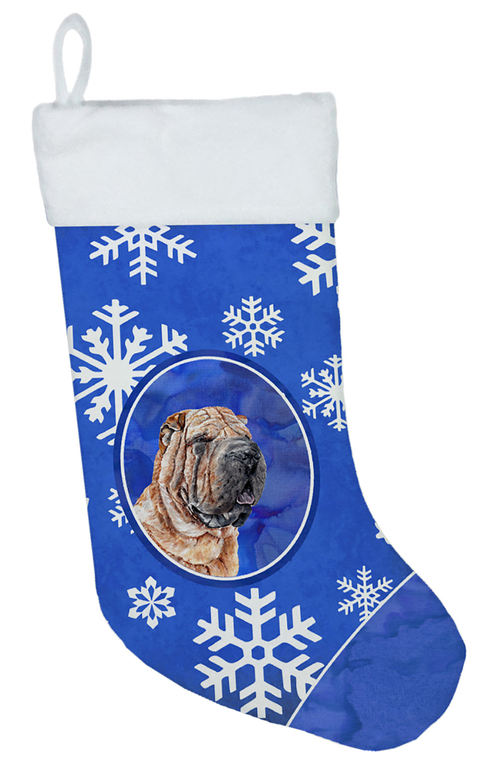 Shar Pei Winter Snowflakes Christmas Stocking SC9767-CS  the-store.com.