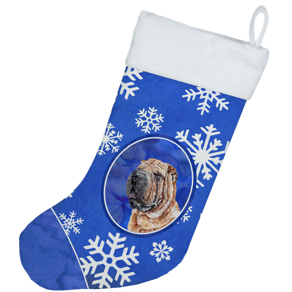 Shar Pei Winter Snowflakes Christmas Stocking SC9767-CS  the-store.com.